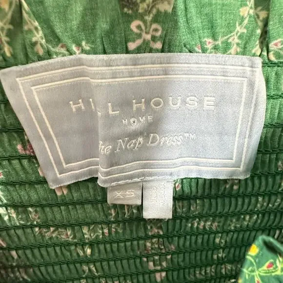 HILL HOUSE The Ellie Nap Dress Emerald Trellis Green Floral Sz XS $178 {3M3} - Picture 7 of 8